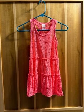 Cat & Jack Coral Pink Crochet Tiered Tank Dress